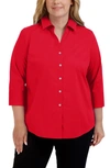 Foxcroft Mary Non-iron Stretch Cotton Button-up Shirt In Simply Red