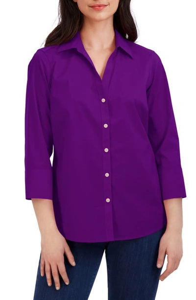 Foxcroft Mary Button-up Blouse In Orchid