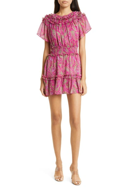 Misa Siobahn Paisley Ruffle Dress In Fuschia Paisley