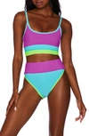 Beach Riot Emmy Colorblock High Waist Bikini Bottoms In Cool Fluorecents