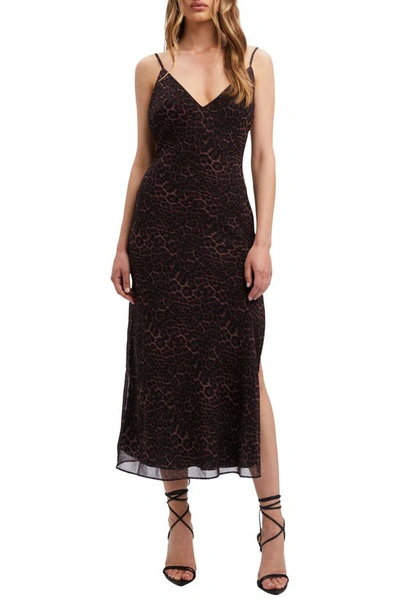 Bardot Animal Print Midi Slipdress In Leopard