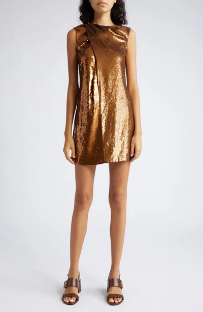 slim fit dress slacks CELINA Gold Sequin Draped Dress main image 0