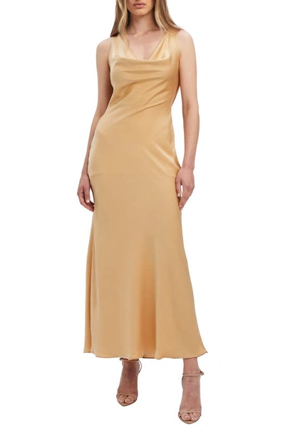 Bardot Adonia Cowl Neck Dress In Soft Gold