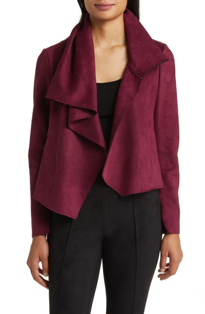 Anne Klein Faux Suede Asymmetric Jacket In Red