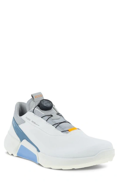 Ecco Biom® H4 Boa® Waterproof Golf Shoe In White/ Retro Blue