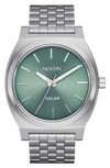 Nixon Time Teller Solar Bracelet Watch, 40mm In Silver / Jade Sunray
