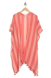 Nordstrom Print Tassel Duster In Coral Faded Ocean Stripe