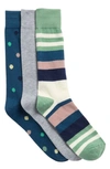 Nordstrom Rack Ultra Soft Patterned Crew Socks In Green Wing- Purple Stp Mult