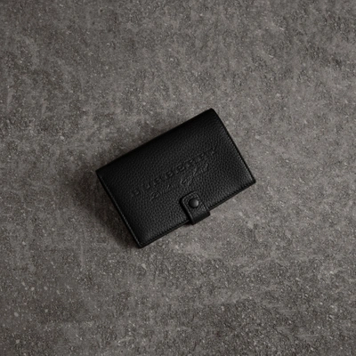 Burberry Embossed Grainy Leather Folding Wallet In Black