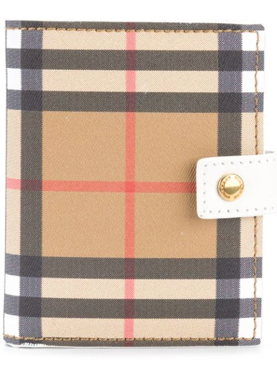 Burberry Small Vintage Check And Leather Folding Wallet In White