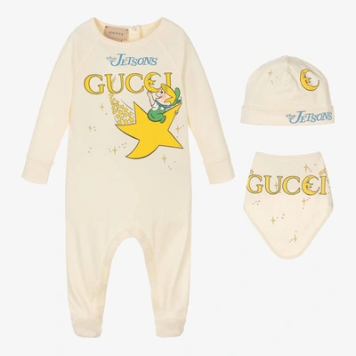 Gucci Ivory The Jetsons Babygrow Gift Set In Neutrals