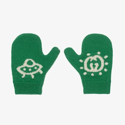 Gucci Baby Boys Green Wool Mittens