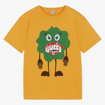 Gucci Teen Girls Yellow Cotton Monster T-shirt