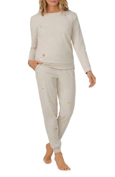 Bedhead Pajamas Embroidered Jersey Pajamas In Latte Heather