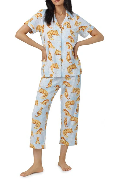 Bedhead Pajamas Print Jersey Crop Pajamas In Fancy Cats