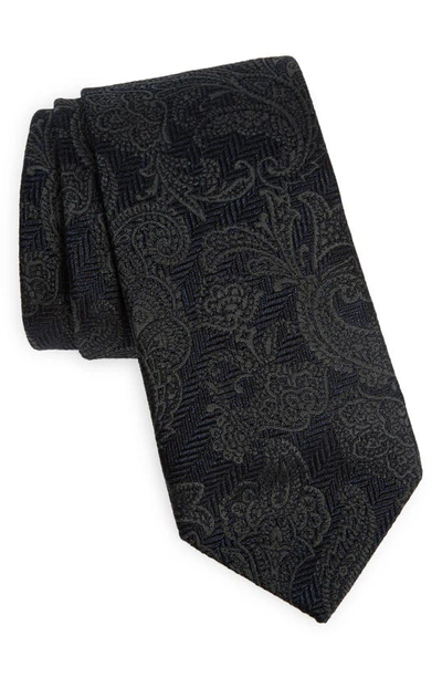 Brunello Cucinelli Paisley Jacquard Silk & Virgin Wool Tie In Cf429-blue Grey