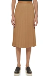 Dkny Faux Suede Pleated Skirt In Pecan