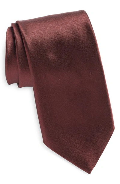 Zegna Ties Silk Satin Tie In Burgundy
