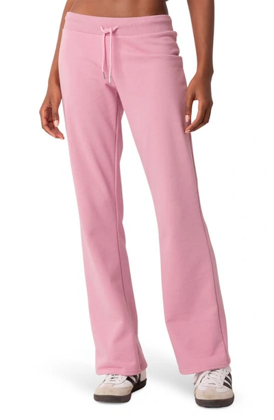 Edikted Malibu Low Rise Flare Sweatpants In Pink