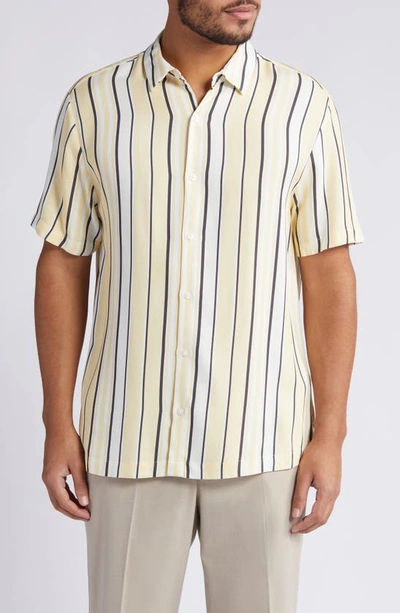 Topman Stripe Short Sleeve Button-up Shirt In Yellow