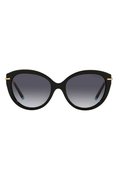 Tiffany & Co 55mm Cat Eye Sunglasses In Black/ Grey Gradient