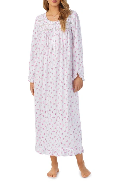 Eileen West Ballet Floral Long Sleeve Nightgown In Pink Floral