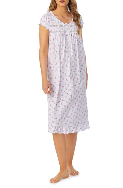 Eileen West Waltz Floral Short Sleeve Nightgown In Pink Floral