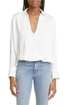 Ramy Brook Perry Split Neck Shirt In Ivory