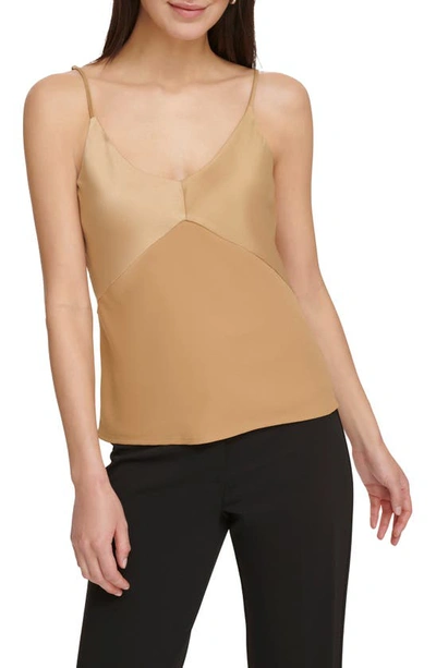 Dkny Mixed Media Camisole In Pecan