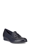 Ecco Felicia Wedge Penny Loafer In Marine