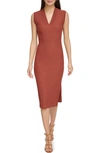 Dkny Sleeveless Wide Rib Sweater Dress In Bricklane
