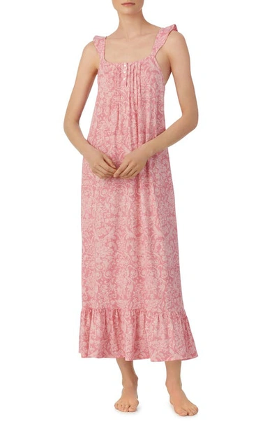Lauren Ralph Lauren Ruffle Trim Nightgown In Pink Paisley