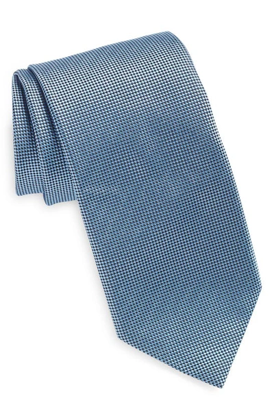 Zegna Ties Brera Cross Weave Silk Tie In Light Blue