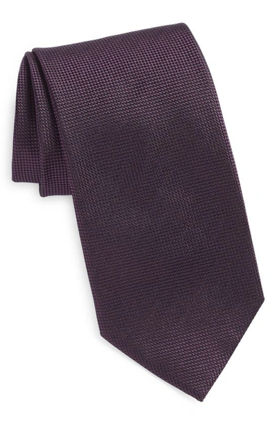 Zegna Ties Brera Cross Weave Silk Tie In Burgundy