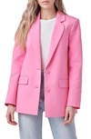 English Factory Curved Lapel Stretch Cotton Blazer In Pink