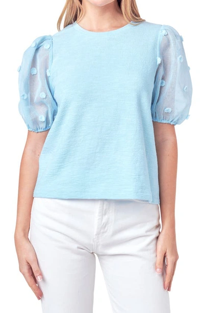 English Factory Embellished Sleeve Top In Blue