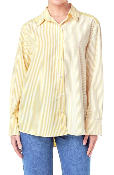 English Factory Stripe Colorbock Button-up Shirt In Yellow