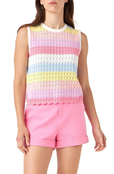 English Factory Stripe Sleeveless Knit Top In Pink Multi