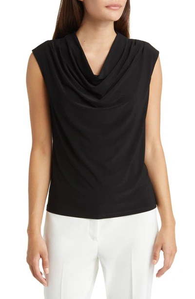 Anne Klein Journey Sleeveless Cowl Neck Top In Anne Black,titian Red