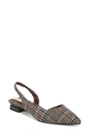 Franco Sarto Tyra Pointed Toe Slingback Flat In Charcoal/ Brown Multi
