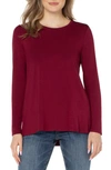Liverpool Los Angeles High-low Long Sleeve Top In Red Velvet