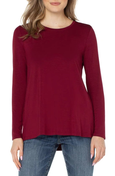 Liverpool Los Angeles High-low Long Sleeve Top In Red Velvet
