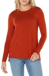 Liverpool Los Angeles High-low Long Sleeve Top In Terracotta