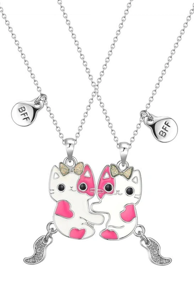 Lily Nily Kids' Bff Magnetic Cat Necklace Set In Pink