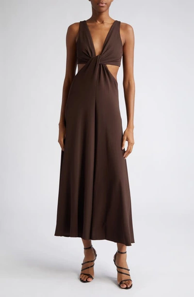 Michael Kors Women's Twisted Cut Out Maxi Dress In Chocolate