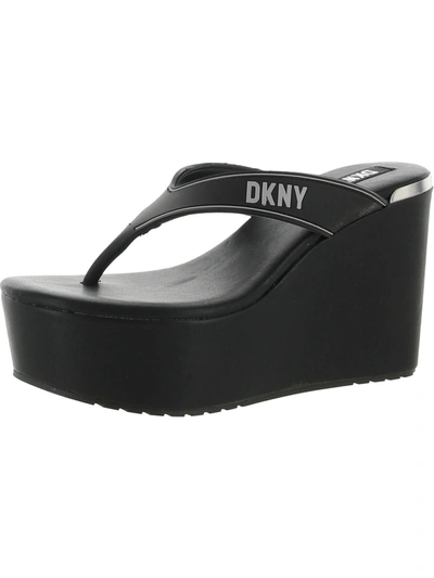 Dkny Trina Womens Thong Sandals Wedge Heel Wedge Heels In Black