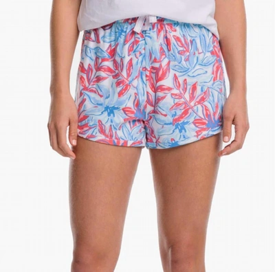 Southern Tide Floral Lounge Shorts In Sunkist Coral In Multi