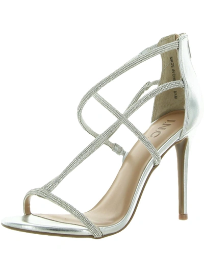 Inc Krista Womens Open Toe Ankle Strap Heels In Silver