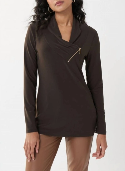 Joseph Ribkoff Zip Accent Tunic In Mocha In Multi