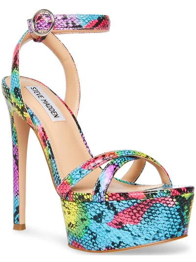 Steve Madden Marciana Womens Criss-cross Front Ankle Strap Platform Sandals In Multi